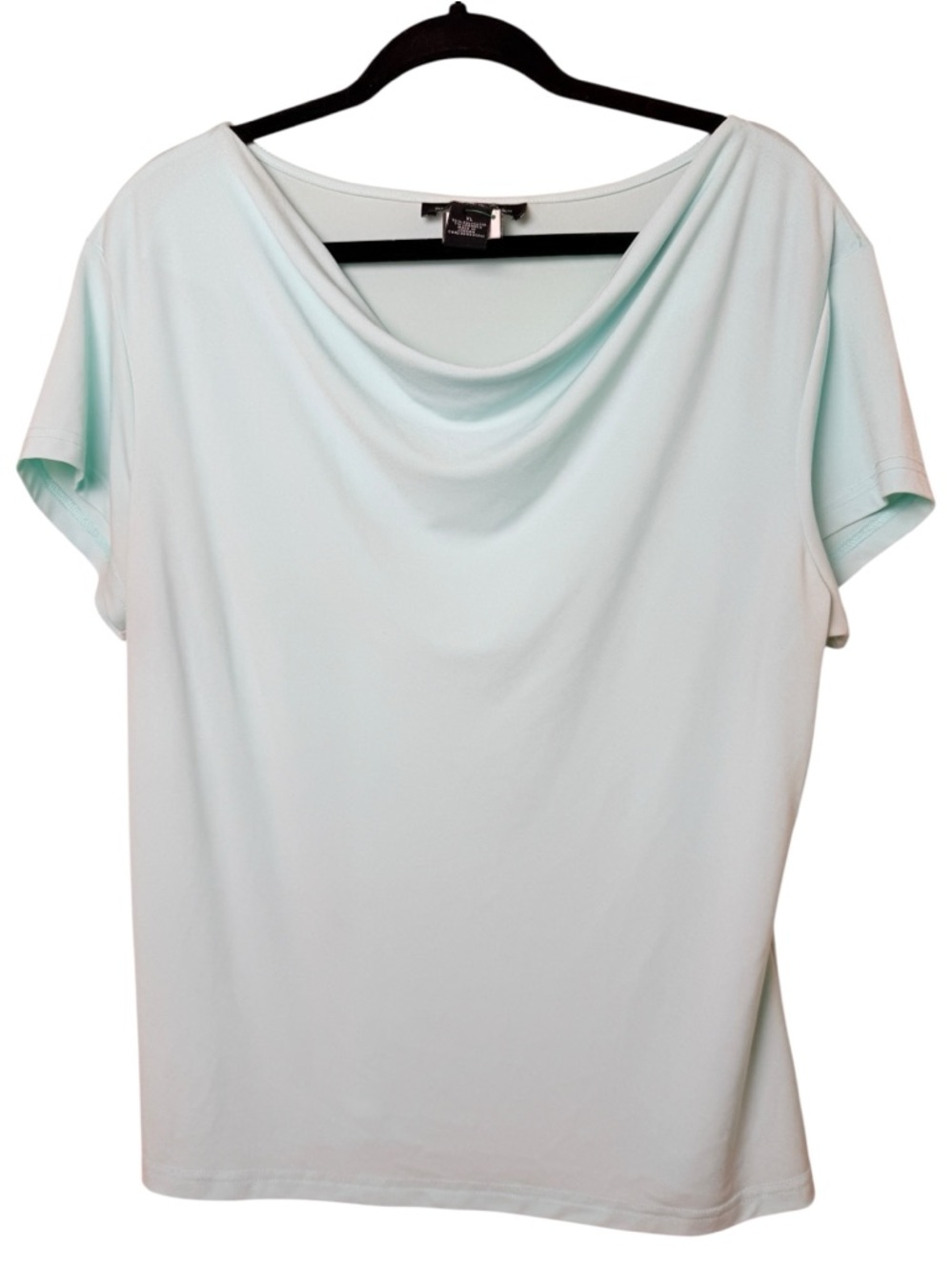 Briggs New York XL Short Sleeve Cowl Neck Top -Light Blue
